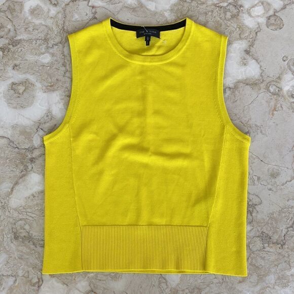 NWOT Rag & Bone Raylee Cropped Stretch Knit Tank Top Yellow - Picture 6 of 13